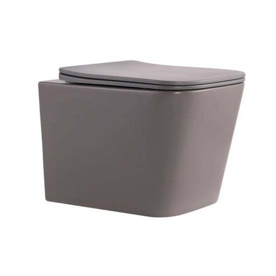 Унитаз подвесной Qtap Tern Ultra Quiet 490×365×325 мм, Stone Grey, с сиденьем Slim Duroplast / Soft-close / Quick Release QT17332303ASSG