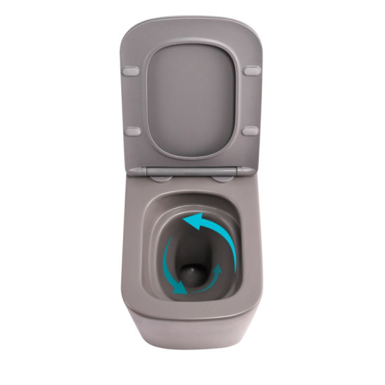 Унитаз подвесной Qtap Tern Ultra Quiet 490×365×325 мм, Stone Grey, с сиденьем Slim Duroplast / Soft-close / Quick Release QT17332303ASSG