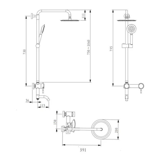 Душевая система Brinex Pure 1030 Nickel BRIPUR1030NKL