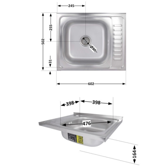 Кухонна мийка Brinex 6050-R 0,6 мм Satin (BRIN6050RSAT06)