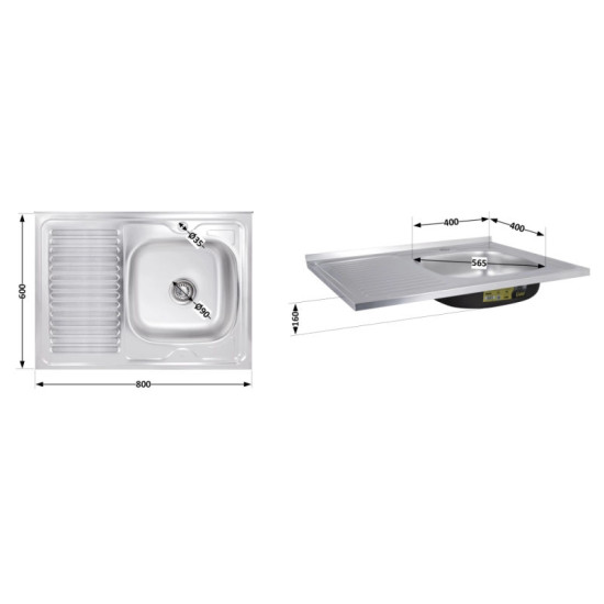 Кухонна мийка Brinex 6080-R 0,6 мм Satin (BRIN6080RSAT06)
