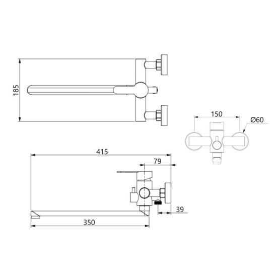 Смеситель для ванны Brinex Pure 005 Nickel BRIPUR005NKL