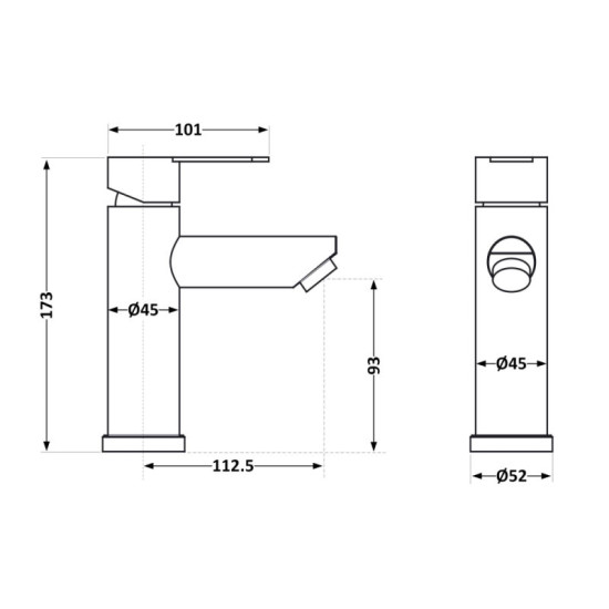 Смеситель для раковины Brinex Pure 001F Graphite BRIPUR001FGRP