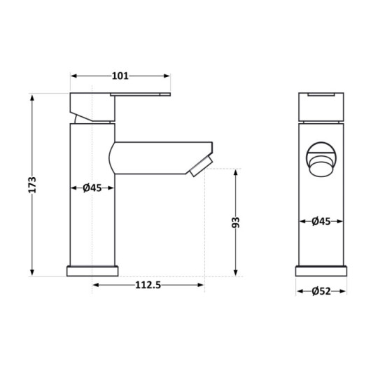 Змішувач для раковини Brinex Pure 001F Nickel BRIPUR001FNKL