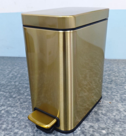 Ведро для мусора Mixxus Premium Quadro-TC0105 Brushed Gold 5 л (матовое золото) (MI8394)