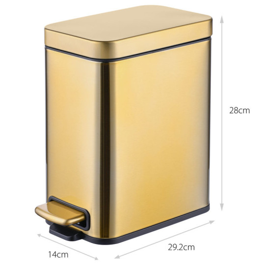 Ведро для мусора Mixxus Premium Quadro-TC0105 Brushed Gold 5 л (матовое золото) (MI8394)