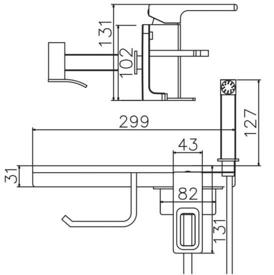 Гігієнічний душ із змішувачем Koer KB-25009-01 (хром) (KR5993)
