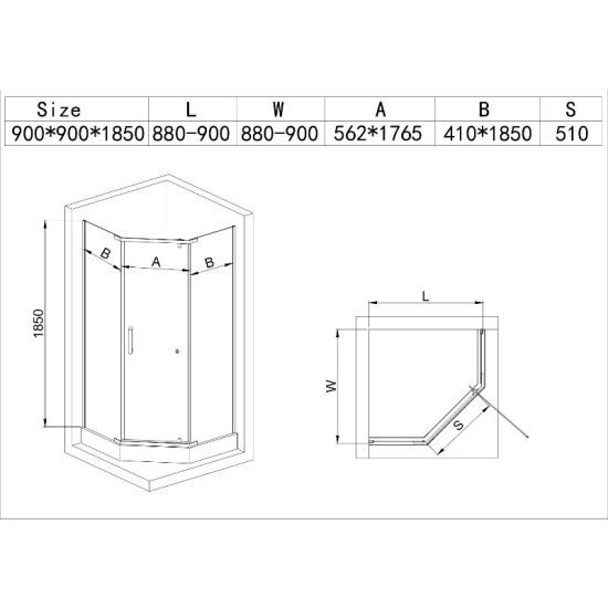 Душова кабіна Mixxus LINES SCT01-90x90x198-TR Graphite NEW прозоре скло 6мм (MI8429)