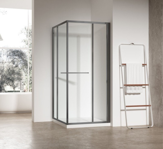Душова кабіна без піддону Koer SR SC09-90x90x200-R-TR-07 прозоре скло Easy Clean 6мм Графіт (KR5772)