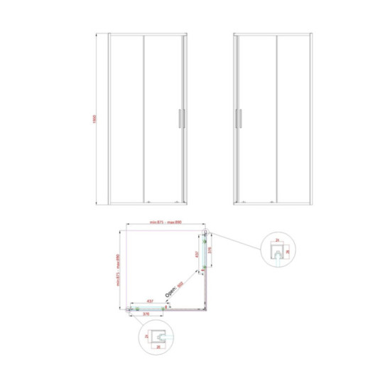 Душевая кабина без поддона Koer SR SC10-90x90x195-TR-01 прозрачное стекло Easy Clean 6мм, хром (KR5942)