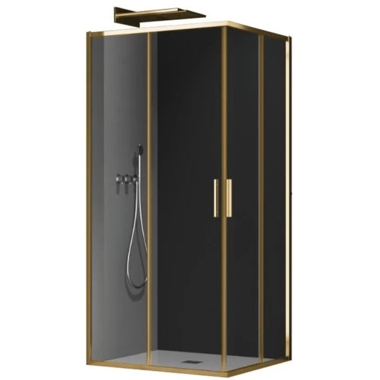 Душова кабіна без піддону Koer SR SC10-90x90x195-TR-12 прозоре скло Easy Clean 6мм, матове золото (KR5943)