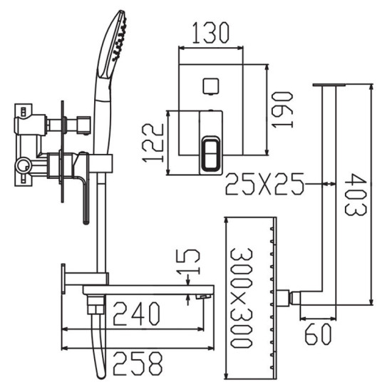 Душова система прихованого монтажу Koer KB-66009-07 (графіт) (KR5991)