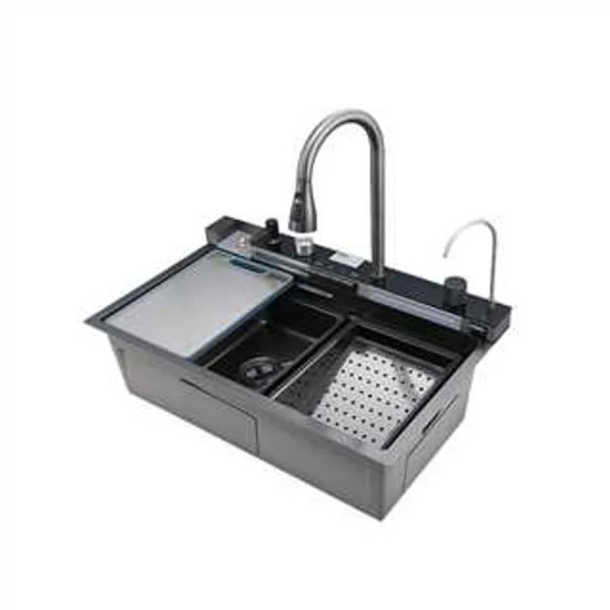 Кухонна мийка Mixxus MH7546-SET-06 Micro Decor Graphite із вбудованим змішувачем (MI8414)