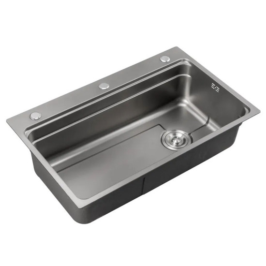 Кухонна мийка Mixxus MS7546-Set-01 Micro Decor Graphite (3.0/0.8) комплект (графіт) (MI8390)