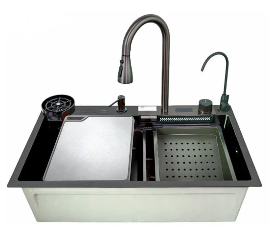 Кухонная мойка Zerix ZH7546-SET-07 Micro Decor Graphite (ZM5591)
