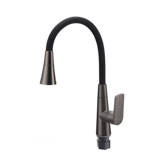 Кухонный смеситель Mixxus Premium Matis 011-T (NUT) Graphite Refl.Black (граф.+сил.излив черный) (MI8268)