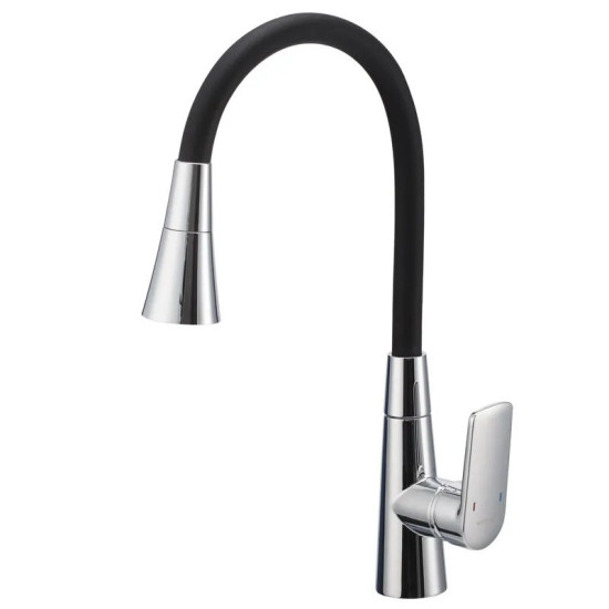 Кухонний змішувач Mixxus Premium Matis 011-T (NUT) Refl.Black (хром+силік.вилив чорний) (MI8266)