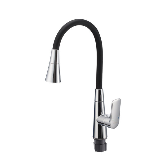 Кухонний змішувач Mixxus Premium Matis 011-T (NUT) Refl.Black (хром+силік.вилив чорний) (MI8266)