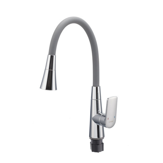 Кухонний змішувач Mixxus Premium Matis 011-T (NUT) Refl.Gray (хром+силік.злив сірий) (MI8267)