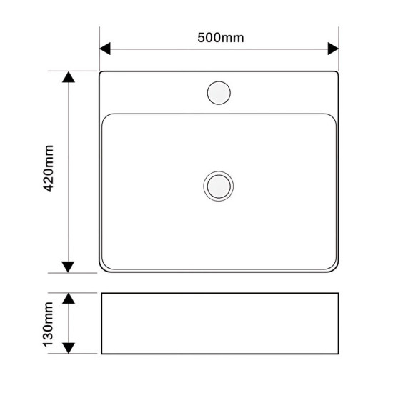 Раковина Mixxus Premium QUADRO-0203 500x420x130mm (MP6718)