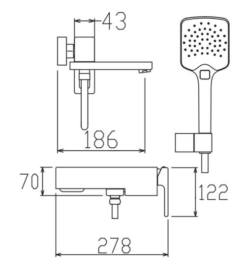 Змішувач для ванни Koer KB-41009-01 (хром) (KR6017)