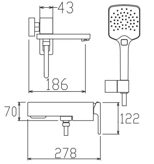 Смеситель для ванны Koer KB-41009-05 (черный) (KR6018)