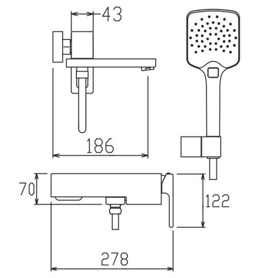 Смеситель для ванны Koer KB-41039-01 (хром) (KR5996)
