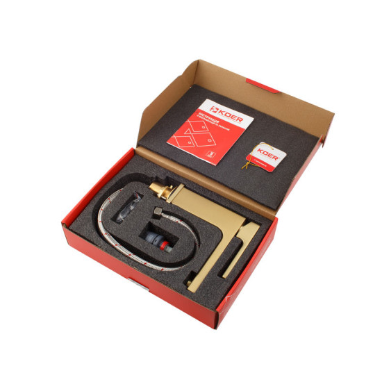 Змішувач для раковини Koer KB-10009-12 (матового золота) (KR5977)