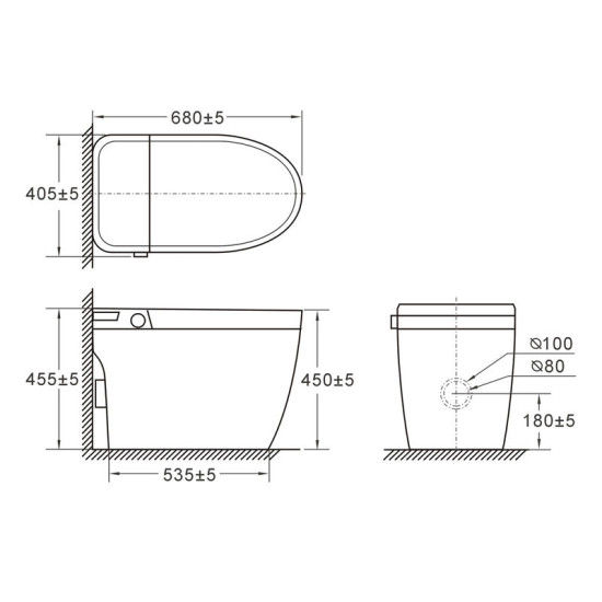 Унитаз-биде напольный с электронным управлением Koer TB-0202 Smart 680x405x455mm со встроенным бачком (KR6072)