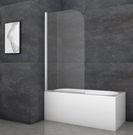 Шторка на ванну Koer SR BS01-80x140-TR-01 прозрачное стекло 6мм, хром (KR5400)