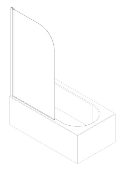 Шторка на ванну Koer SR BS01-80x140-TR-01 прозрачное стекло 6мм, хром (KR5400)