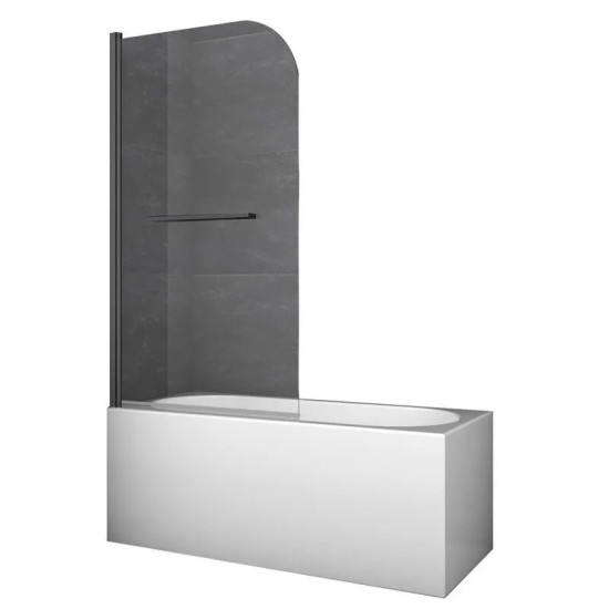 Шторка на ванну Koer SR BS02-80x140-TR-07 прозрачное стекло 6мм, графит (KR5941)