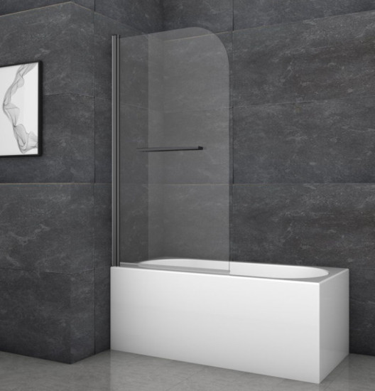 Шторка на ванну Koer SR BS02-80x140-TR-07 прозрачное стекло 6мм, графит (KR5941)