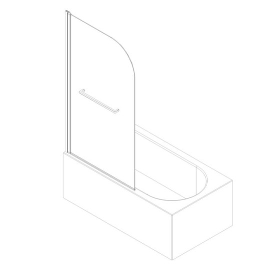 Шторка на ванну Koer SR BS02-80x140-TR-07 прозрачное стекло 6мм, графит (KR5941)