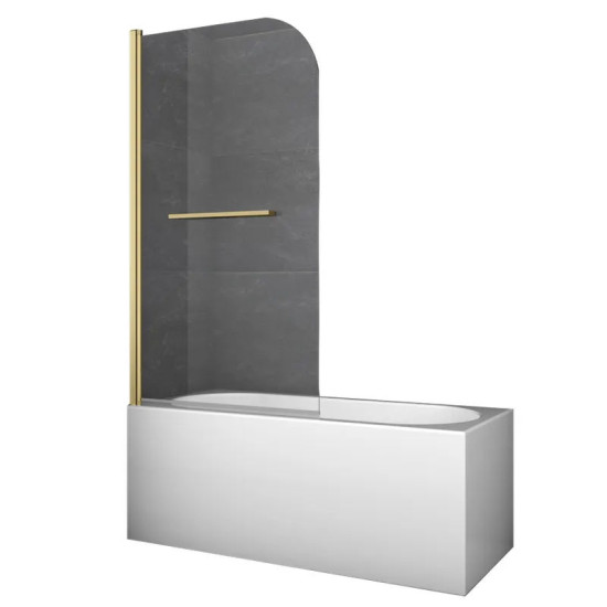Шторка на ванну Koer SR BS02-80x140-TR-12 прозоре скло 6мм, матове золото (KR5940)