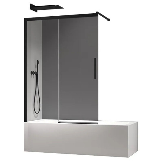 Шторка на ванну Koer SR BS06-120x150-TR-07 прозрачное стекло Easy Clean 6мм, графит (KR5947)