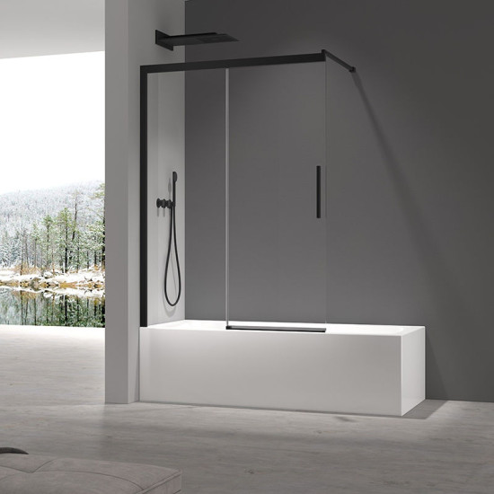 Шторка на ванну Koer SR BS06-120x150-TR-07 прозрачное стекло Easy Clean 6мм, графит (KR5947)