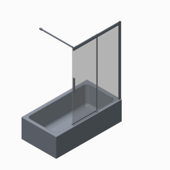 Шторка на ванну Koer SR BS06-120x150-TR-07 прозрачное стекло Easy Clean 6мм, графит (KR5947)