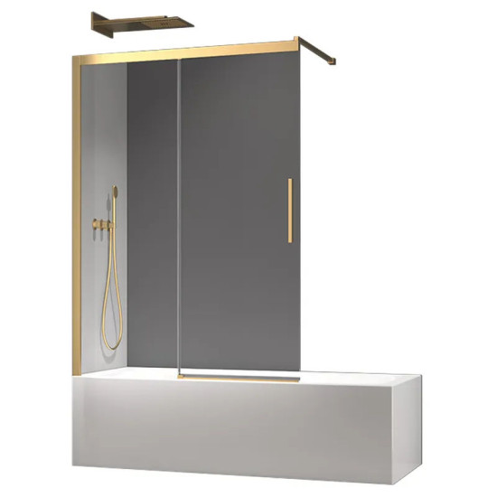 Шторка на ванну Koer SR BS06-120x150-TR-12 прозоре скло Easy Clean 6мм, матове золото (KR5946)