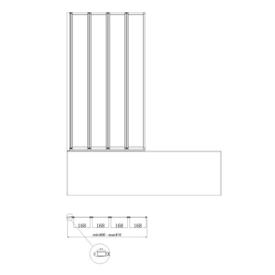 Шторка на ванну Koer SR BS07-80x140-TR-01 прозоре скло Easy Clean 4мм, хром (KR5948)