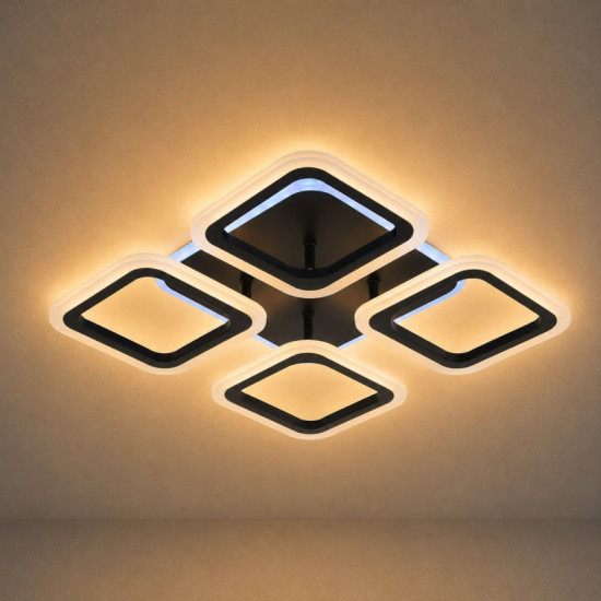 Люстра стельова Valeso LI8822/4B BK (RGB), чорна, LED 64W+8W