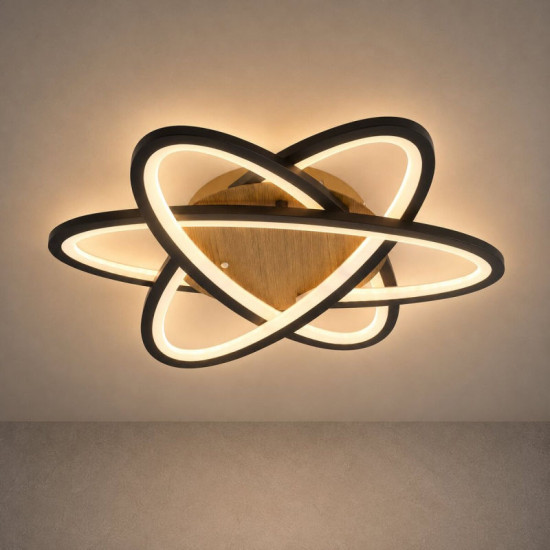Потолочная люстра Valeso LI97016-480 BK+WOOD, черный + дерево, LED 102W