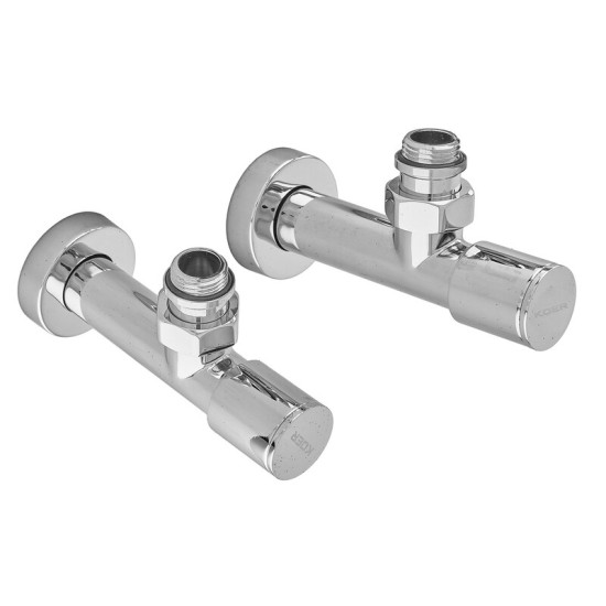 Комплект кранів для сушки для рушників кутовий Koer KR.SET.533 - M1/2'xM1/2' подовжений, хромований (KR5842)