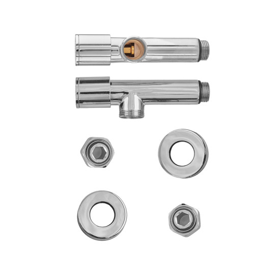 Комплект кранів для сушки для рушників кутовий Koer KR.SET.533 - M1/2'xM1/2' подовжений, хромований (KR5842)