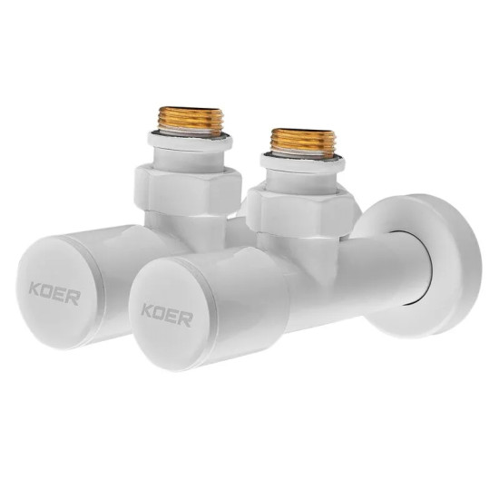 Комплект кранів для сушки для рушників кутовий Koer KR.SET.534 WHITE - M1/2'xM1/2' подовжений (KR5843)