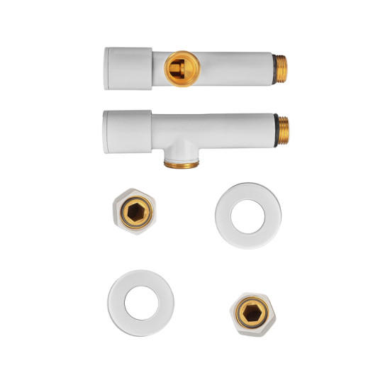 Комплект кранів для сушки для рушників кутовий Koer KR.SET.534 WHITE - M1/2'xM1/2' подовжений (KR5843)