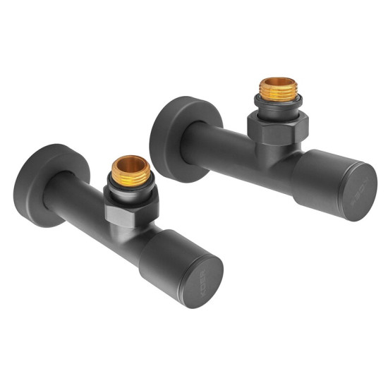 Комплект кранів для сушки для рушників кутовий Koer KR.SET.535 BLACK - M1/2'xM1/2' подовжений (KR5844)