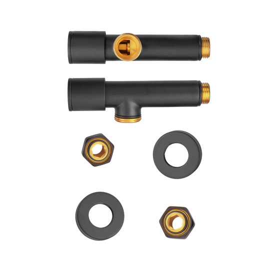 Комплект кранів для сушки для рушників кутовий Koer KR.SET.535 BLACK - M1/2'xM1/2' подовжений (KR5844)