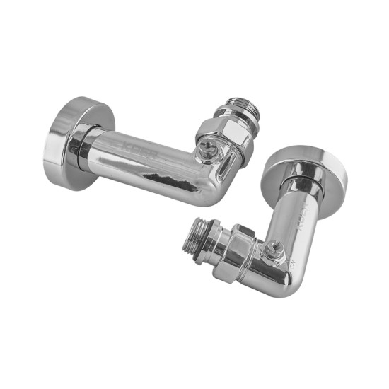 Комплект кранів для сушки для рушників кутовий Koer KR.SET.550 - M1/2'xM1/2' запірний, хромований (KR5840)