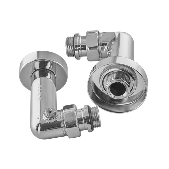 Комплект кранів для сушки для рушників кутовий Koer KR.SET.550 - M1/2'xM1/2' запірний, хромований (KR5840)